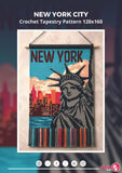 NYC Crochet Tapestry Pattern: Statue of Liberty, Skyline Wall Hanging (PDF Pattern)
