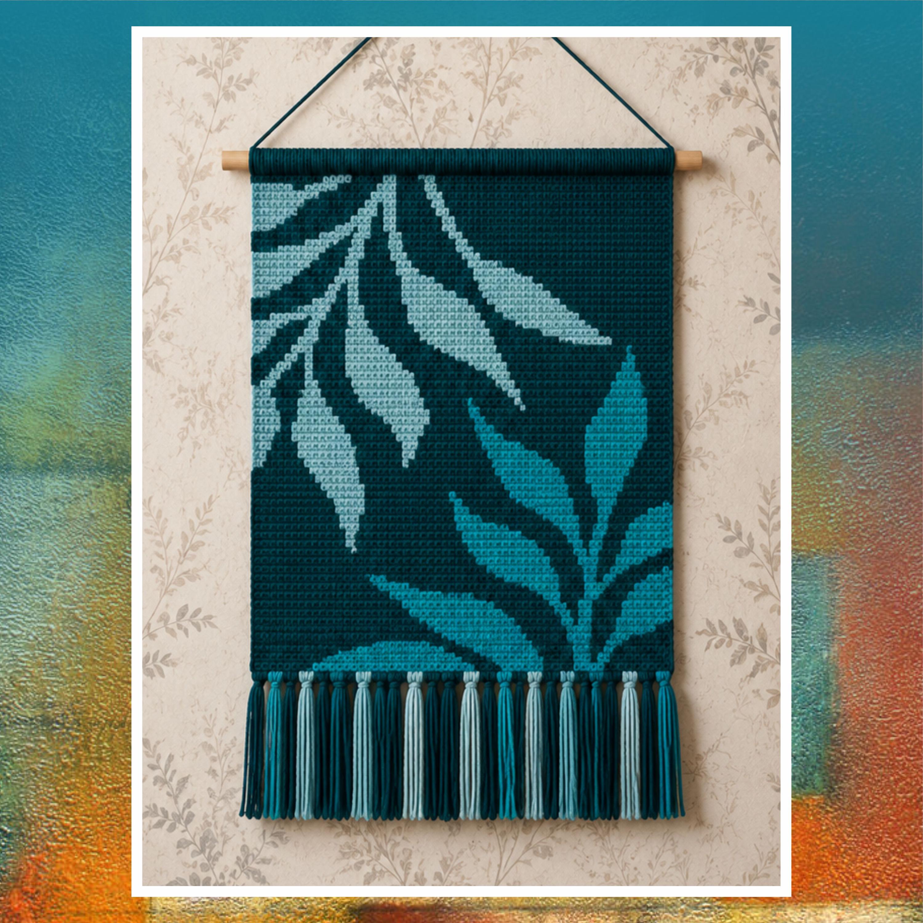 Leaf Tapestry Crochet Pattern: Botanical Wall Hanging (90x120 Stitches PDF)