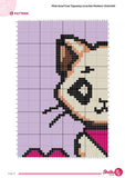 Cat Tapestry Crochet Pattern: Pink Scarf Kitty Wall Hanging (Digital PDF Download 100x100 Stitches)