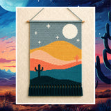 Crochet Tapestry Pattern: Desert Moon, Cactus, Sunset Glow (PDF Pattern 100x150 Stitches)