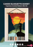 Canoe Sunset Tapestry Crochet Pattern: Lake Wall Hanging (80x120 Stitches PDF)