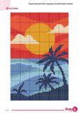Tropical Sunset Palm Tapestry Crochet Pattern 60x90 Stitches PDF