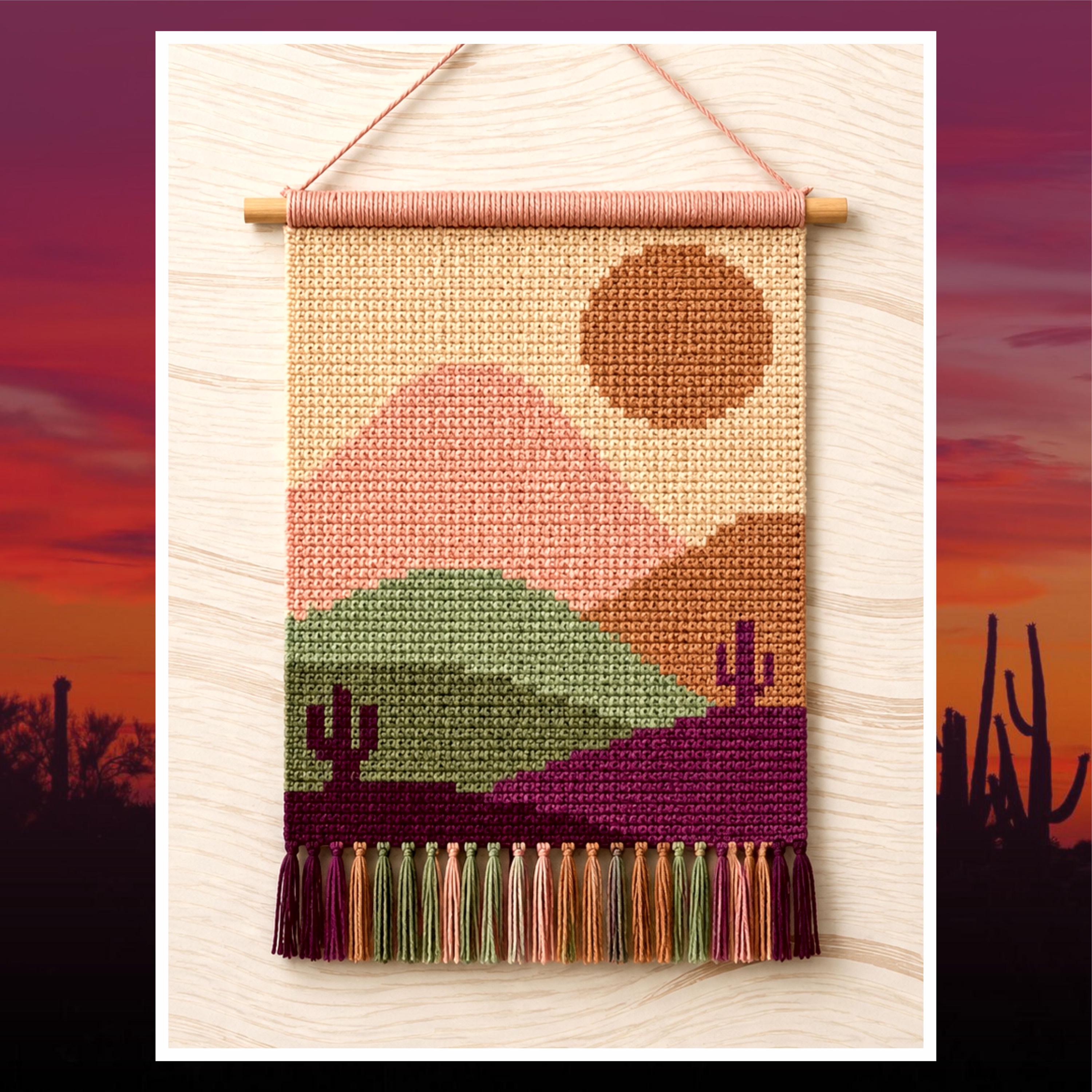 Desert Cactus Crochet Tapestry Pattern: Boho Wall Art (PDF Pattern)