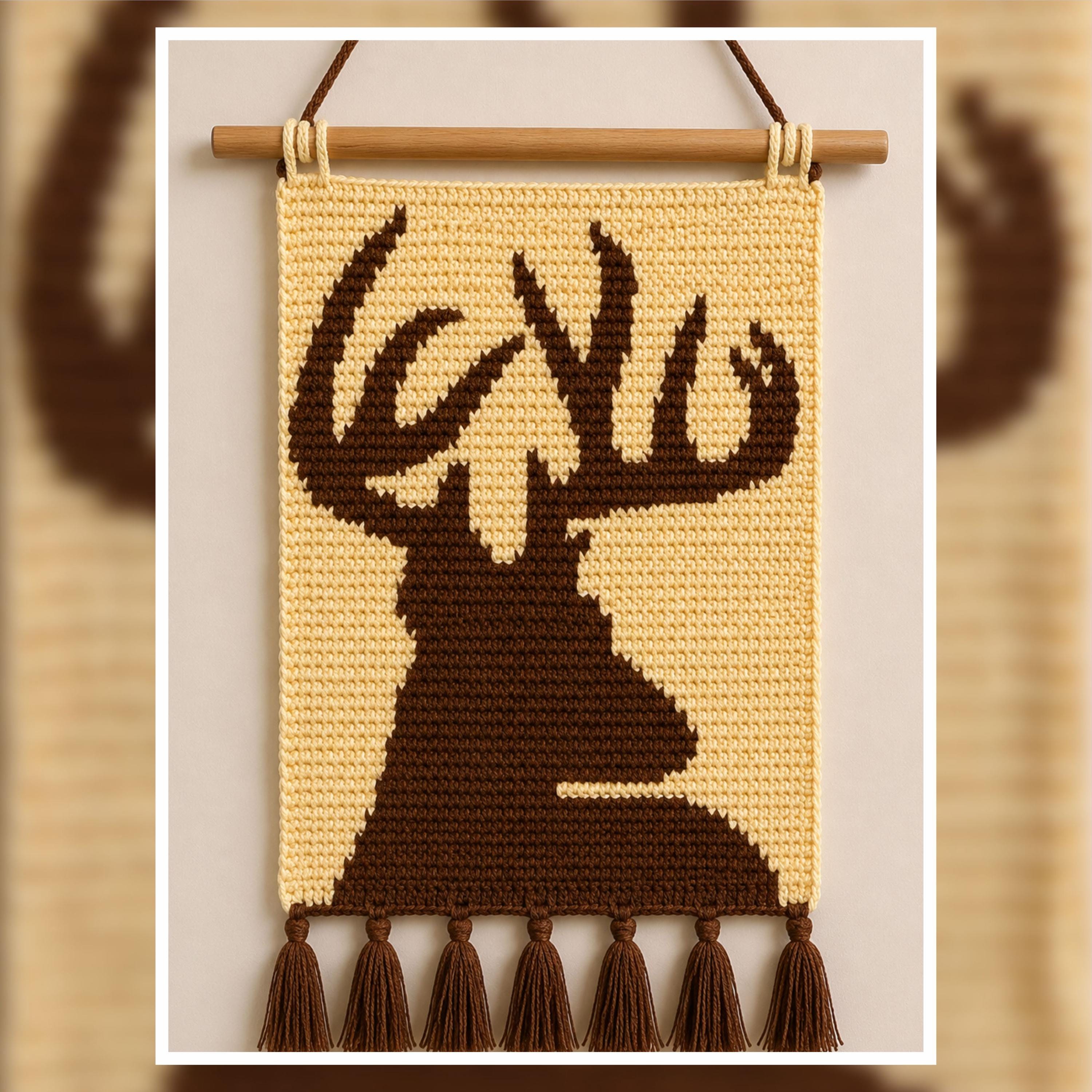 Deer Silhouette Tapestry Crochet Pattern: Rustic Cabin Wall Art (PDF Pattern 75x110 Stitches)