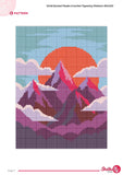 Sunset Peaks Crochet Tapestry Pattern | Colorful Mountain Wall Art (90x120 Stitches PDF)
