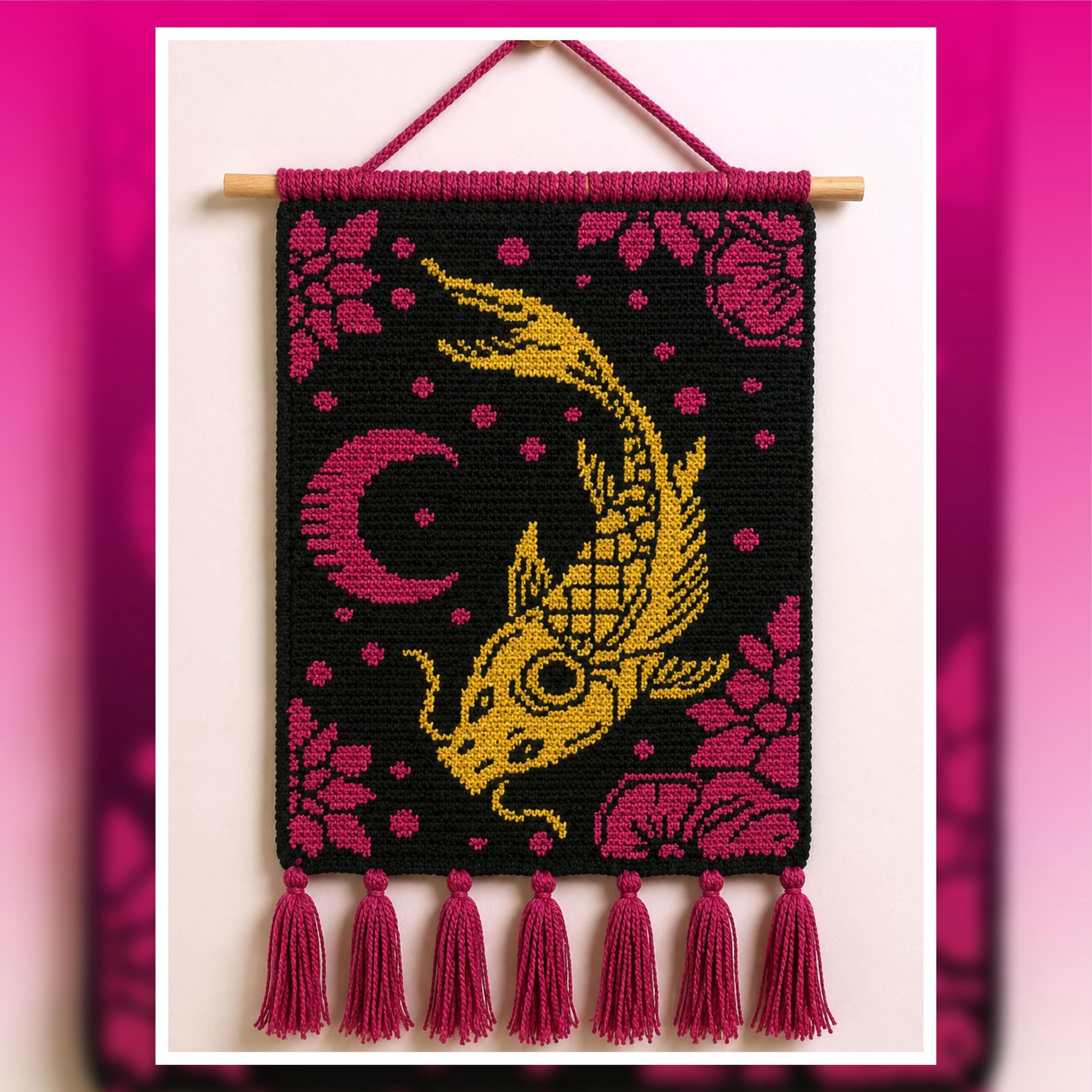 Zen Koi Moon Night Tapestry Crochet Pattern 120x180 Stitches
