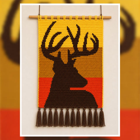 Deer Tapestry Crochet Pattern: Rustic Cabin Wall Art (PDF Download 100x140 Stitches)