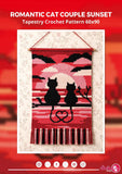 Cat Couple Sunset Tapestry Crochet Pattern: Romantic Wall Hanging (60x90  Stitches PDF)