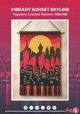 Sunset Skyline Tapestry Crochet Pattern: Colorful Cityscape Wall Hanging (PDF Pattern)