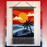 Tropical Sunset Palm Tapestry Crochet Pattern 60x90 Stitches PDF