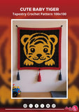 Baby Tiger Tapestry Crochet Pattern: 100x100 Stitches Wall Hanging (Digital PDF Download)