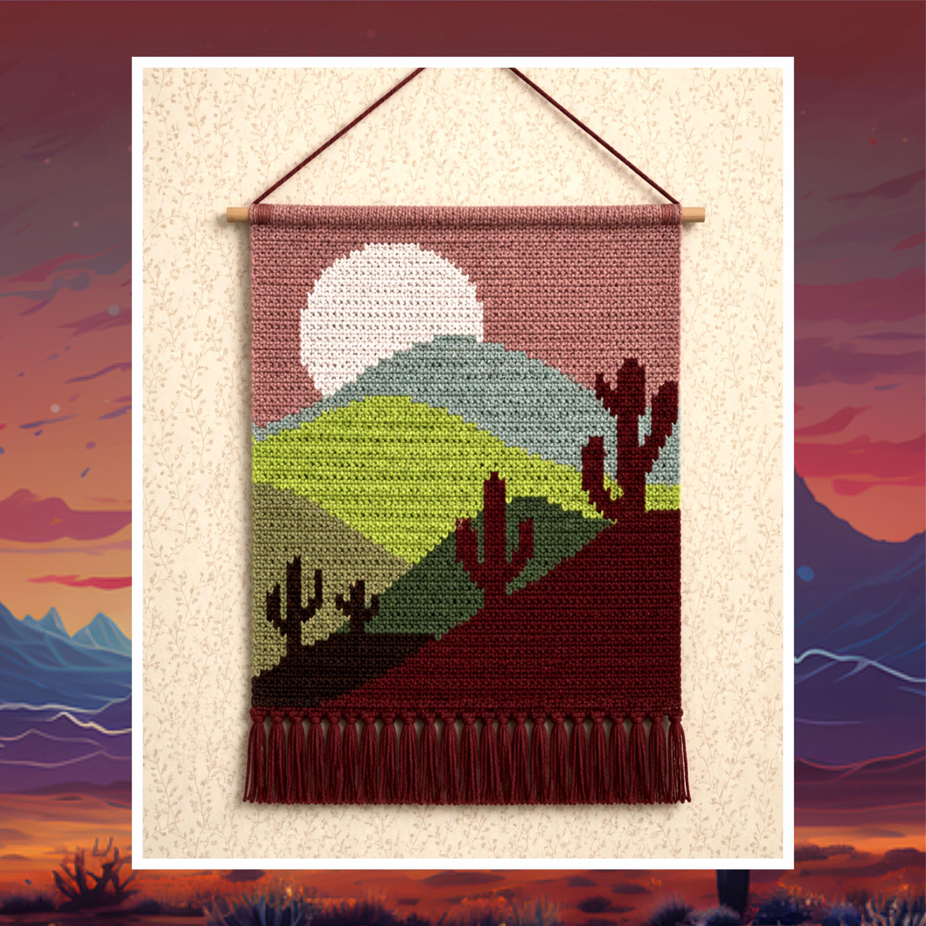 Desert Sunset Tapestry Crochet Pattern: Southwestern Wall Hanging (PDF Pattern 80x120 Stitches)