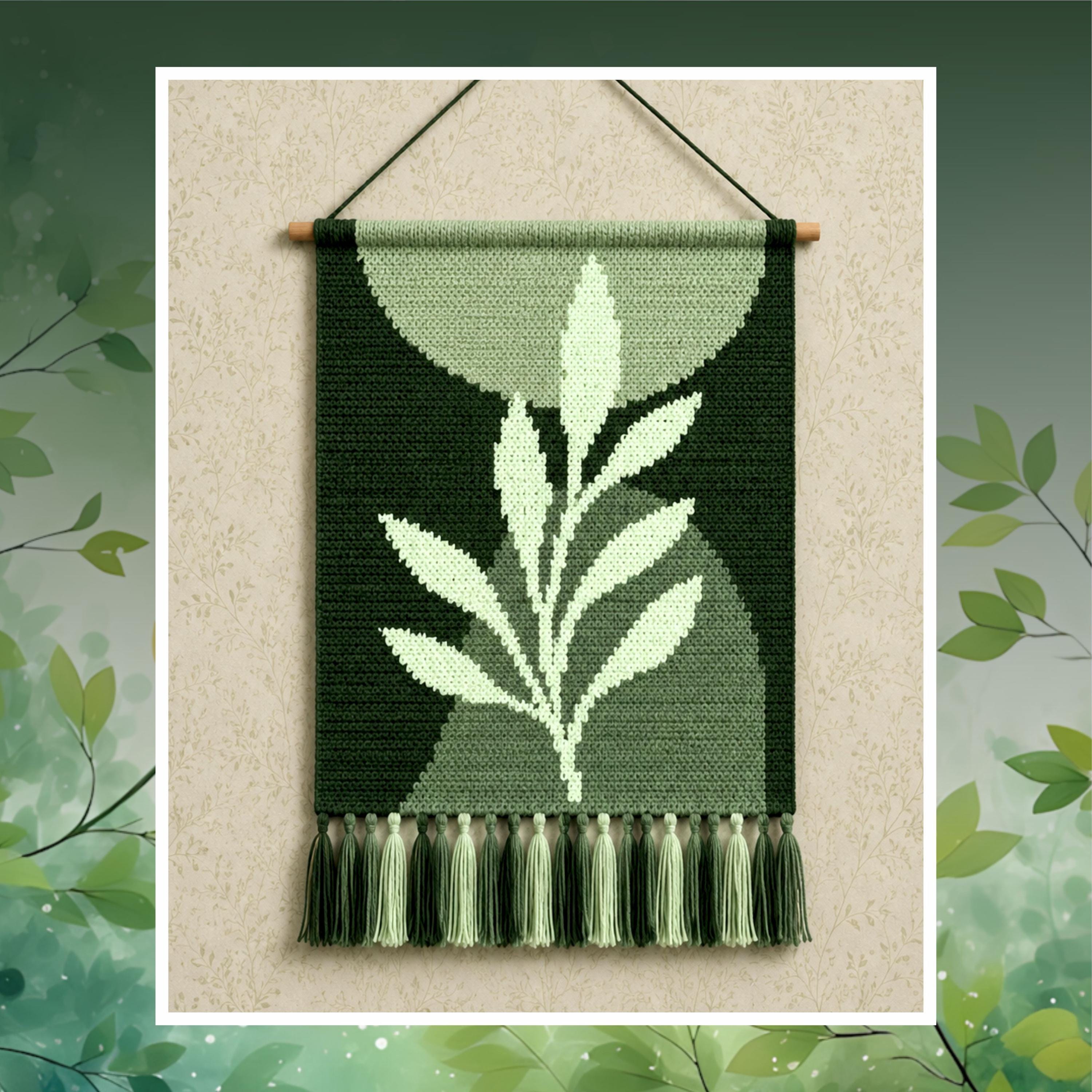 Leaf Tapestry Crochet Pattern: Emerald Forest Wall Hanging (PDF Pattern 130x200 Stitches)