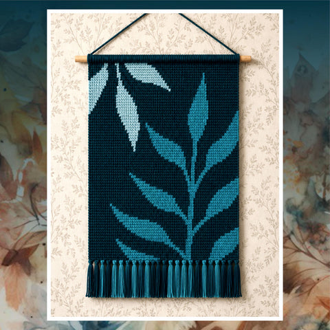 Modern Emerald Leaf Tapestry Crochet Pattern 110x160 PDF | Modern Botanical Wall Hanging Design