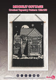 Moonlit Cottage Crochet Tapestry Pattern: Cozy Night Wall Art (PDF Download 120x150 Stitches)