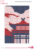 Japan House Tapestry Crochet Pattern: Pagoda Wall Hanging (60x80 Stitches PDF Digital Download)