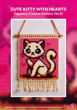 Kitty Tapestry Crochet Pattern: Cartoon Cat Wall Hanging (PDF Pattern 75x75 Stitches)