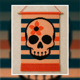 Retro Bloom Skull Tapestry Crochet Pattern: Colorful Wall Art (PDF Pattern 120x180 Stitches)