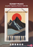 Sunset Peaks Crochet Tapestry Pattern | Mountain Wall Art (120x160 Stitches PDF)