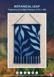Botanical Leaf Tapestry Crochet Pattern: Blue Green Wall Hanging (PDF Pattern 110x160 Stitches)