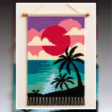 Vibrant Pink Sunset Beach Tapestry Crochet Pattern 100x150 Stitches PDF
