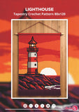 Lighthouse Tapestry Crochet Pattern: Coastal Sunset Wall Hanging (PDF)
