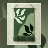 Modern Leaf Tapestry Crochet Pattern (100x150 Stitches PDF) | Green Botanical Wall Hanging Digital Download
