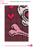 Sweetheart Skull Tapestry Crochet Pattern | Gothic Romantic Wall Art (120x160 Stitches PDF)