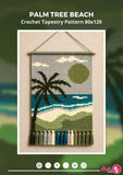 Crochet Palm Tree Beach Tapestry Pattern: Coastal Wall Hanging (80x120 Stitches PDF Chart)