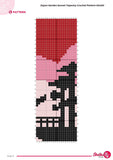 Japan Garden Sunset Tapestry Crochet Pattern: Oriental Wall Hanging (60x80 Stitches PDF)