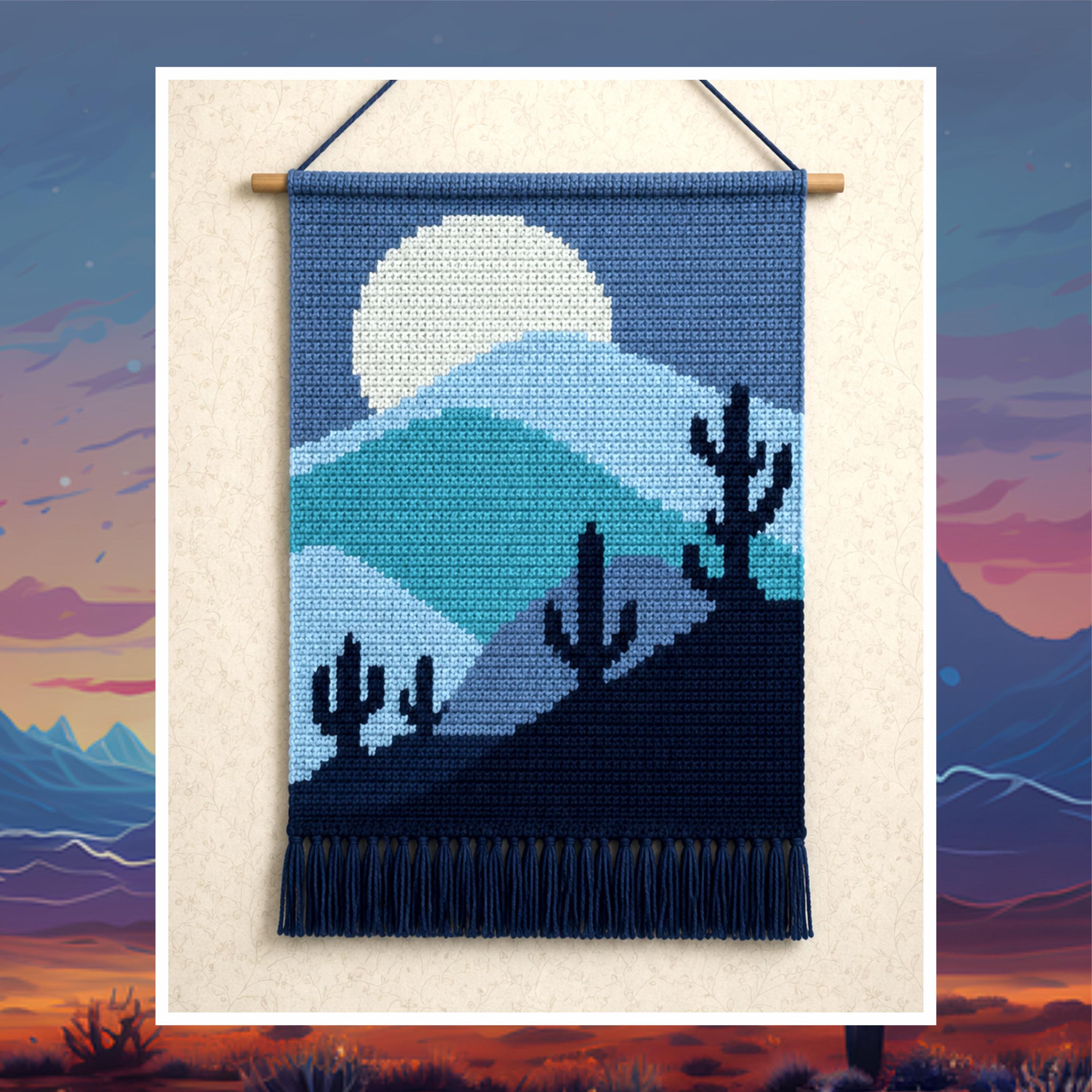 Desert Moon Crochet Pattern: Boho Tapestry Wall Hanging (PDF Download 60x90 Stitches)