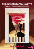 Sunset Boat Tapestry Crochet Pattern: Nature Wall Hanging (100x150 Stitches PDF)