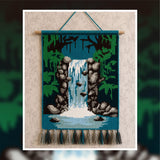 Crochet Waterfall Tapestry Pattern: Jungle Cascade Pixel Art (80x120 Stitches PDF)