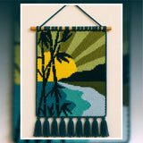 Golden Tropical Sunset Lake Tapestry Crochet Pattern 100x150 Stitches PDF