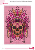 Crochet Skull Tapestry Pattern: Pink Feather Boho Wall Art (PDF Pattern 150x220 Stitches)