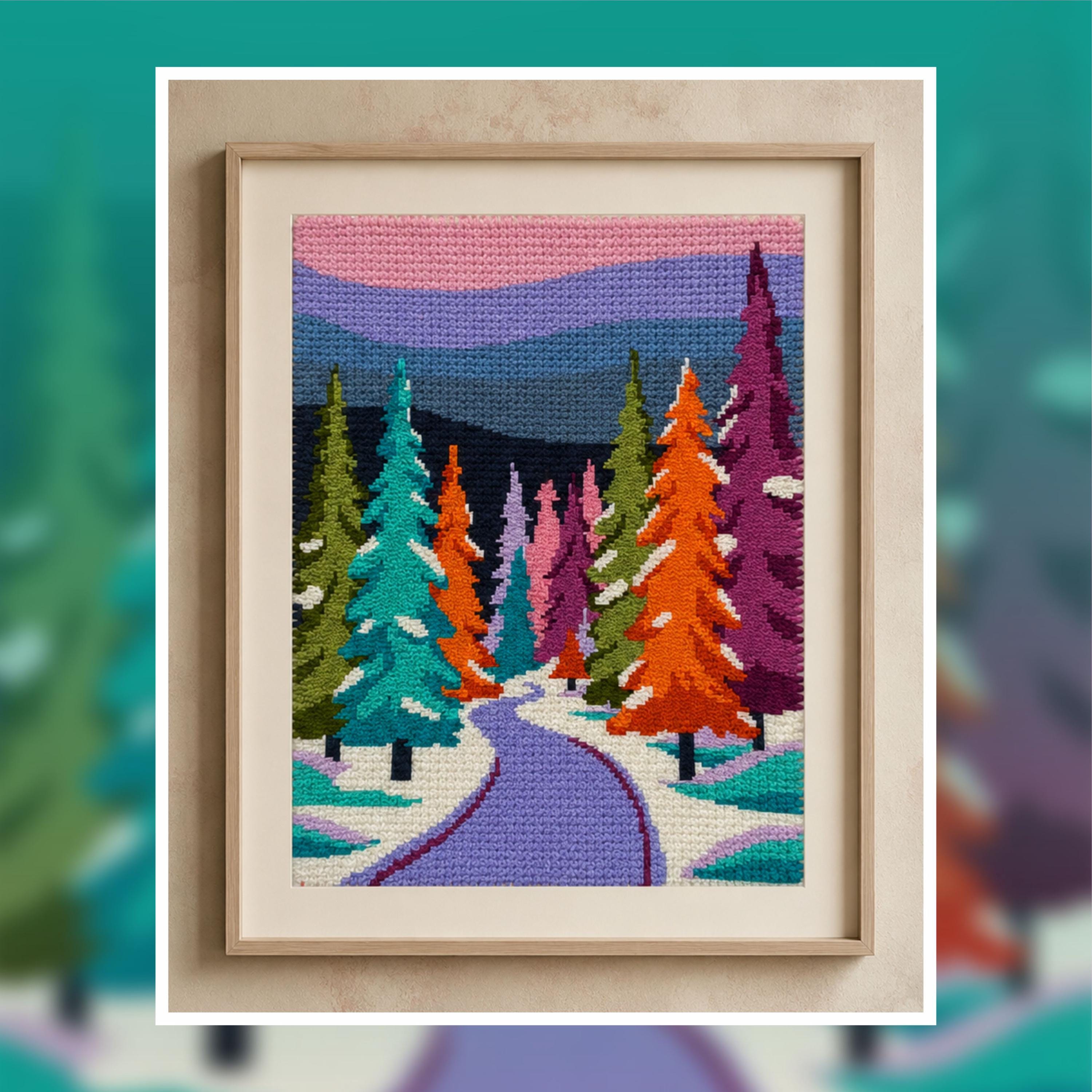 Winter Forest Tapestry Crochet Pattern: Colorful Wall Hanging (120x180 Stitches PDF Pattern)
