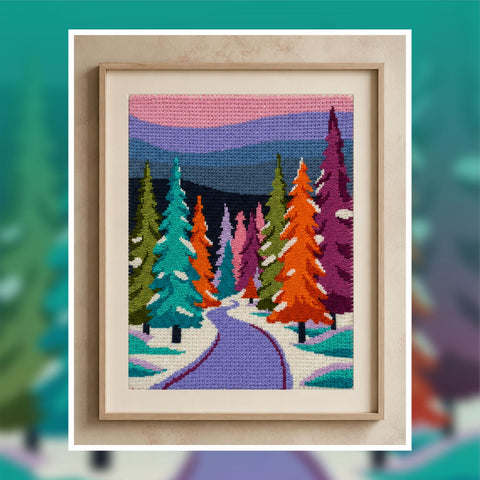 Winter Forest Tapestry Crochet Pattern: Colorful Wall Hanging (120x180 Stitches PDF Pattern)