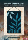 Modern Emerald Leaf Tapestry Crochet Pattern 110x160 PDF | Modern Botanical Wall Hanging Design