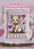 Cat Tapestry Crochet Pattern: Pink Scarf Kitty Wall Hanging (Digital PDF Download 100x100 Stitches)