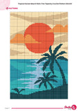 Tropical Sunset Beach Palm Tree Tapestry Crochet Pattern 80x120 Stitches PDF