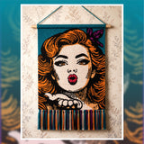 Pop Art Crochet Tapestry Pattern: Retro Woman Kiss Design (PDF 140x200 Stitches)