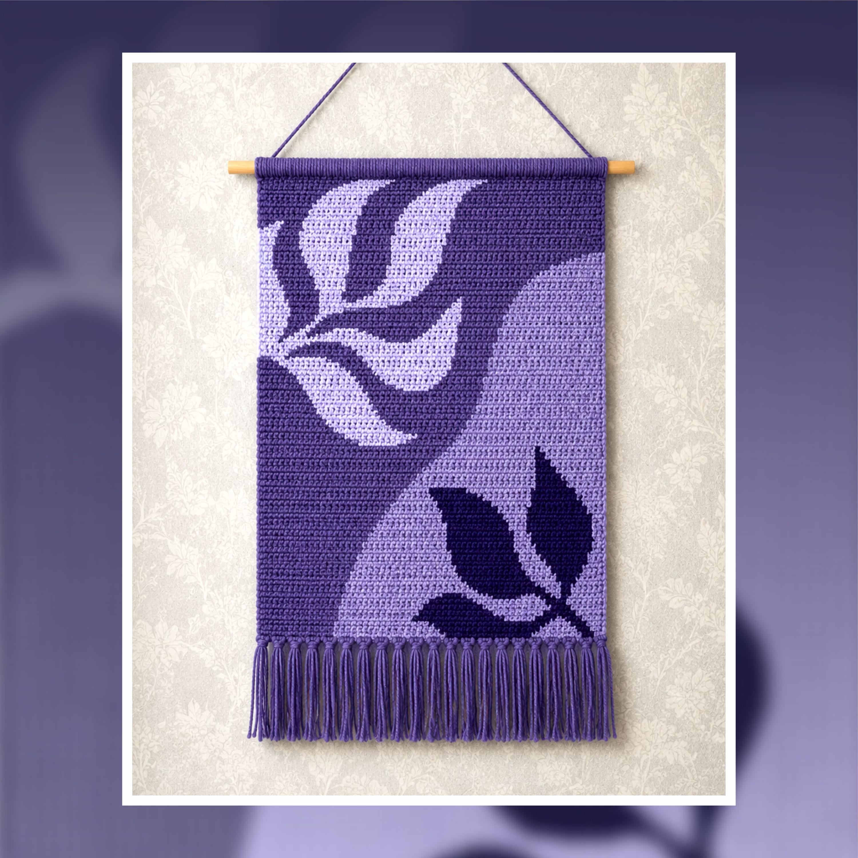 Abstract Leaf Tapestry Crochet Pattern: Wall Hanging PDF (130x200 Stitches)