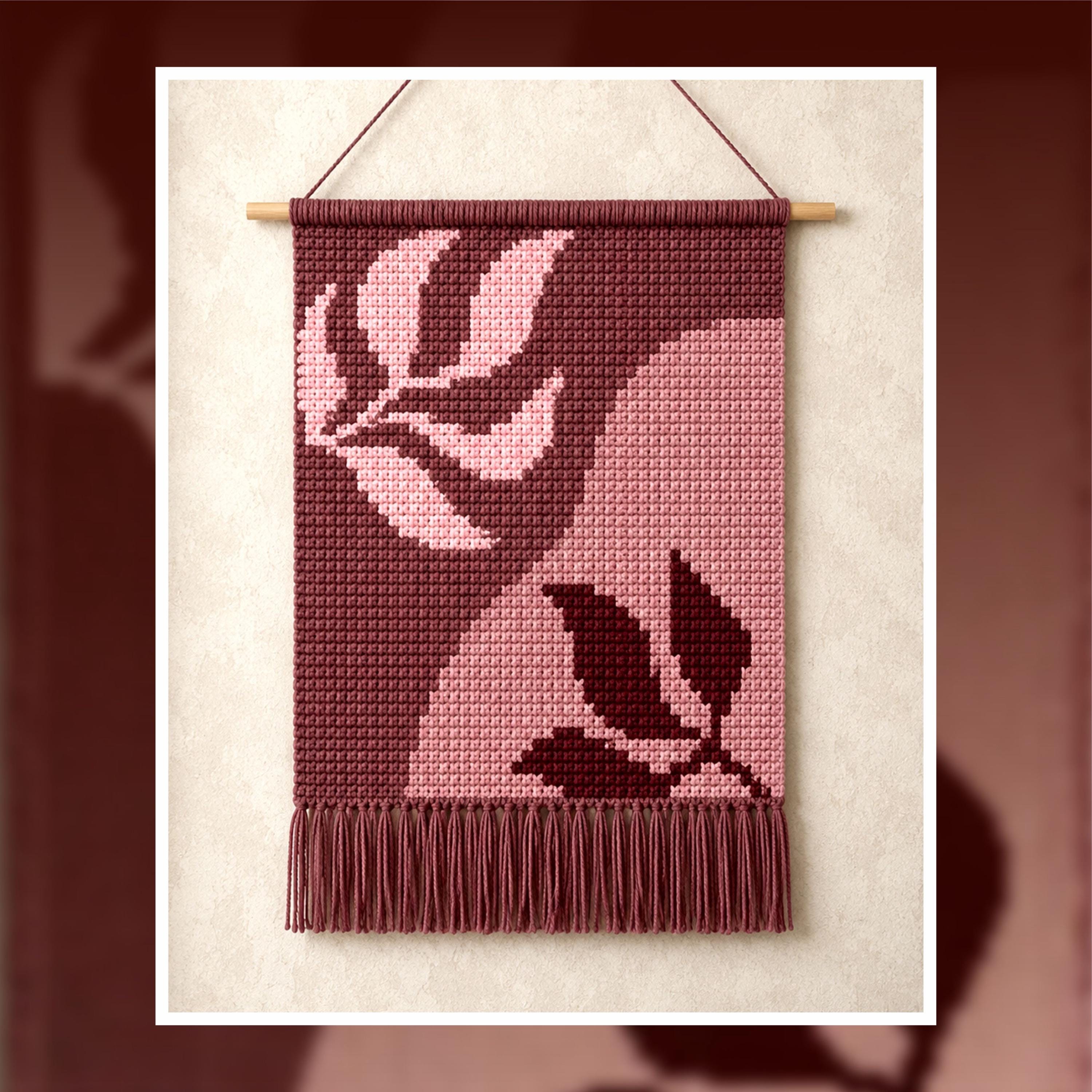 Rustic Rose Leaves Crochet Tapestry Pattern: Vintage Boho Wall Hanging (PDF Pattern 80x120 Stitches)
