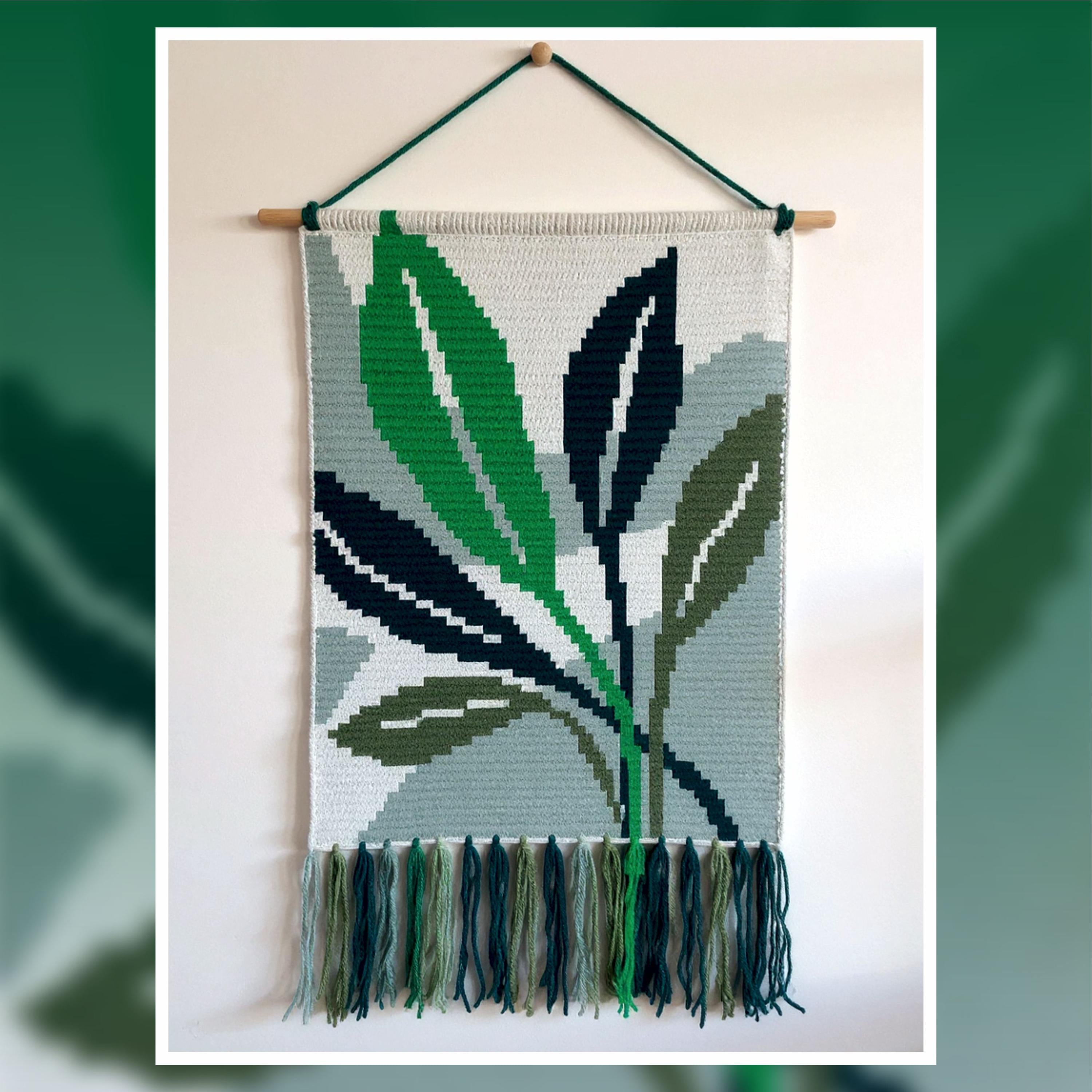 Modern Leaf Tapestry Crochet Pattern 60x80 Stitches PDF