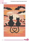 Cat Couple Sunset Tapestry Crochet Pattern: Romantic Home Decor (PDF Pattern 100x150 Stitches)
