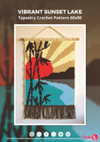 Vibrant Sunset Lake Tapestry Crochet Pattern 60x90 Stitches PDF