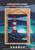Lighthouse Sunset Crochet Pattern: Coastal Tapestry Wall Hanging (100x150 Stitches PDF)