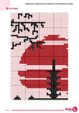 Japanese Temple Tapestry Crochet Pattern: Pagoda Sunset Wall Art (PDF Pattern 60x80 Stitches)