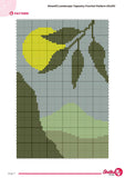 Moonlit Landscape Tapestry Crochet Pattern 60x90 PDF | Nature Wall Hanging with Mountains and Leaves