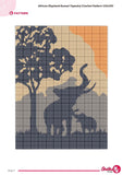 Elephant Sunset Tapestry Crochet Pattern: Safari Wall Hanging (PDF Pattern 120x160 Stitches)